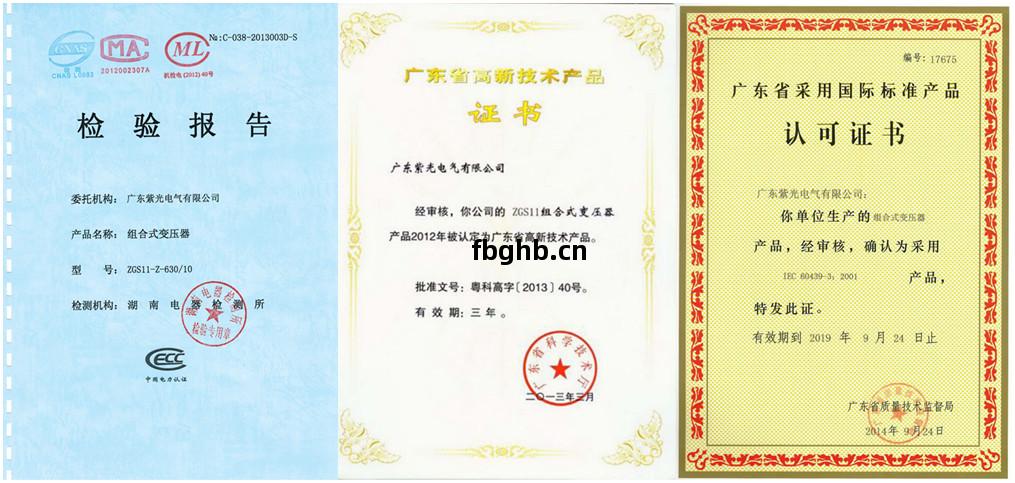 紫(zi)光(guang)電氣(qi)美(mei)式(shi)箱(xiang)變(bian)資(zi)質(zhi)證書